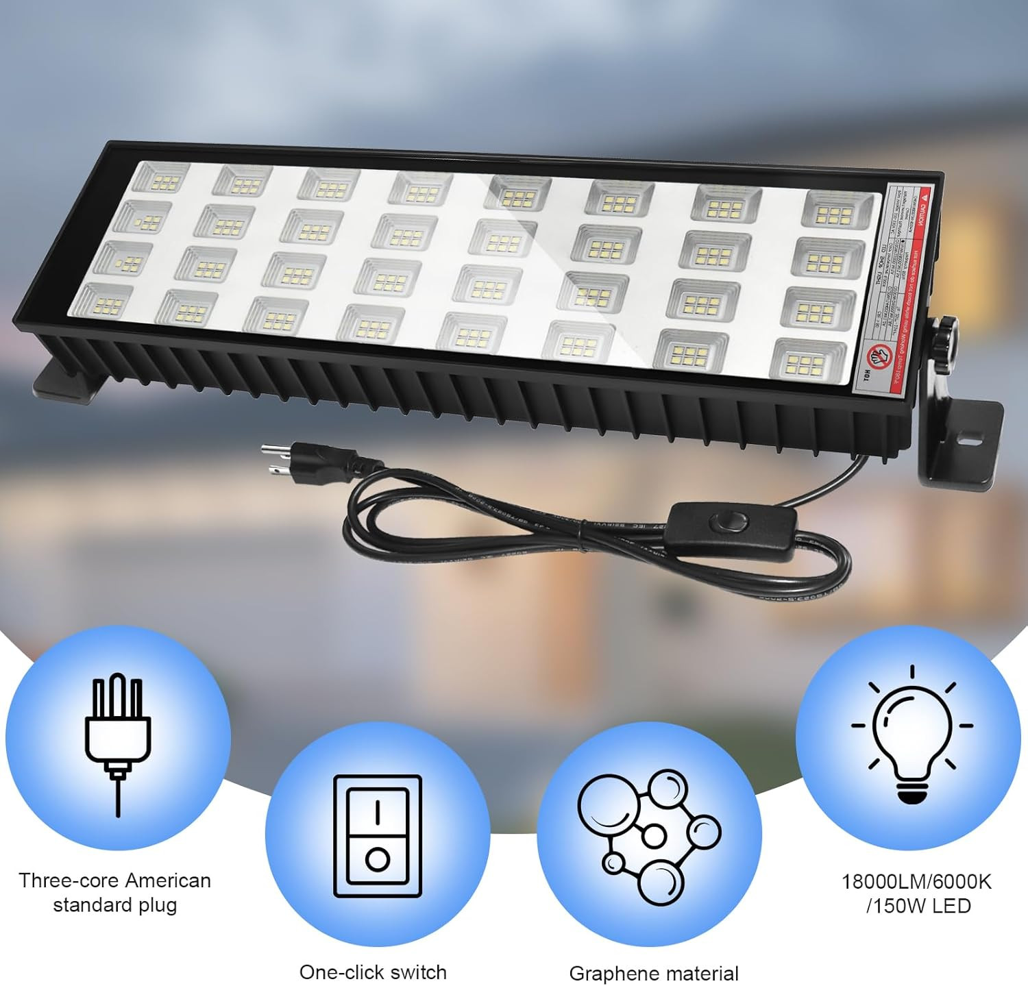 150W LED Shop Lights, 6000K 18000LM Work Light for Garage, Plug in Garage Light