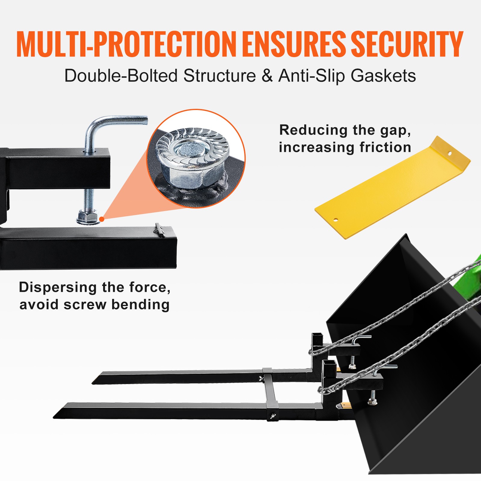 VEVOR Clamp on Pallet Forks 2000lbs Tractor Forks 60" Adjustable Bucket Forks