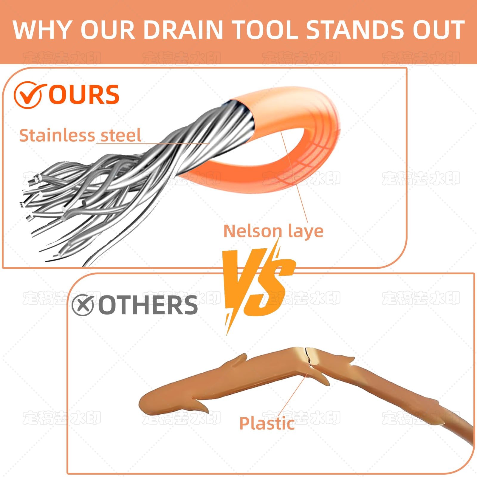 4 Pack 32 Inch Snake Hair Drain Clog Remover Long Flexible Augers Tools