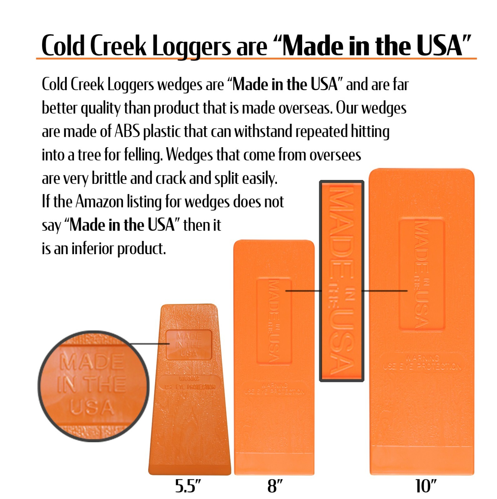 3-5"&3-8" USA HARD logging Felling Bucking Tree Forestry Falling Spiked Wedges B