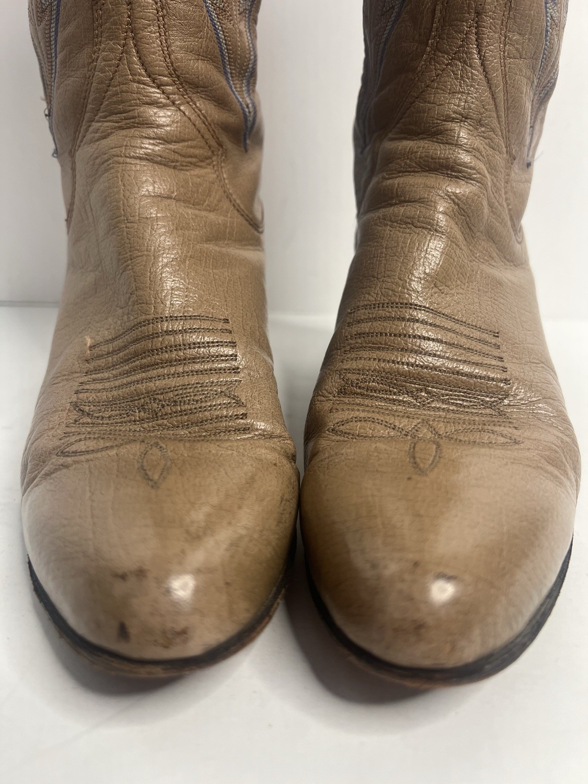 Panhandle Slim Vintage Tan Embroidered Cowboy Boots Size 7A