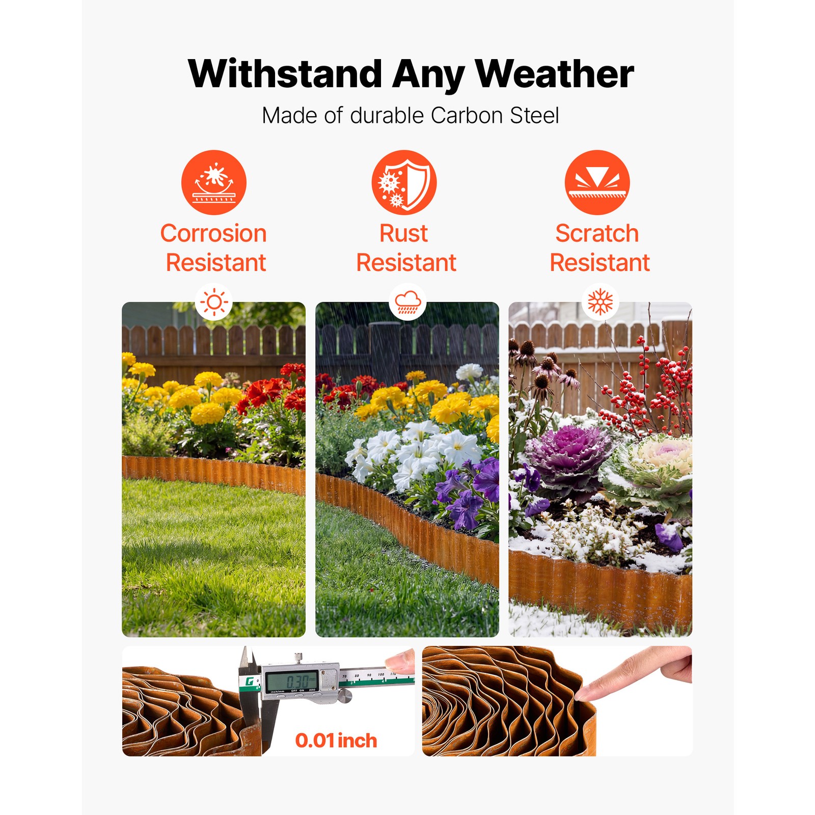 Uimoso Carbon Steel Garden Edging 40 ft x 6 in Metal Landscape Border