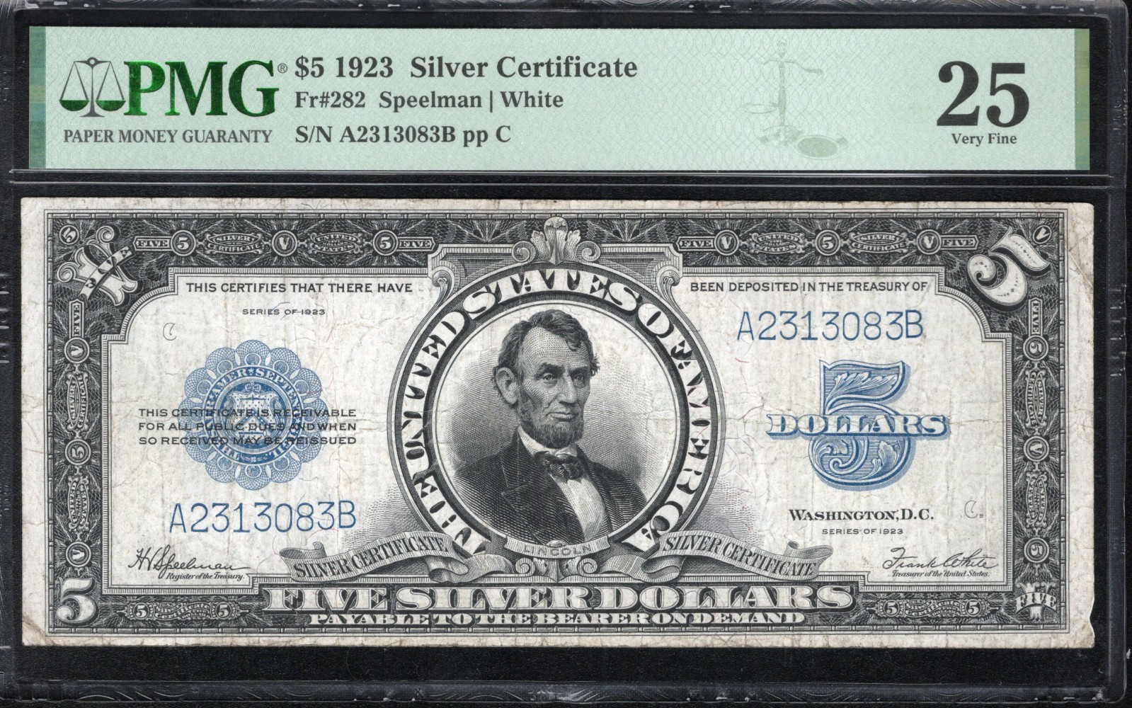1923 $5 Silver Certificate "Porthole" PMG 25 Fr 282 i13083
