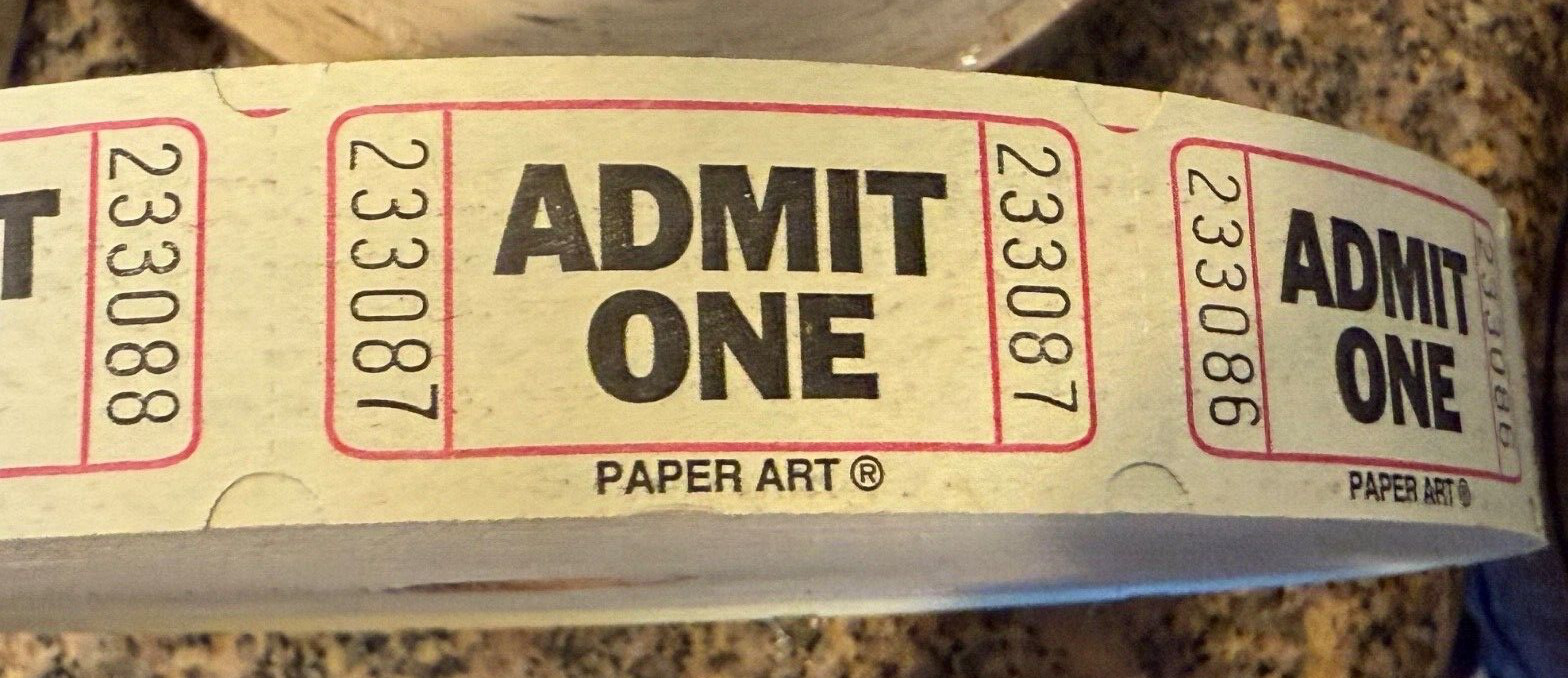 (5 Rolls of 2000 Each) Admit One Tickets ~ Carnival Fun Fair Festival Raffle