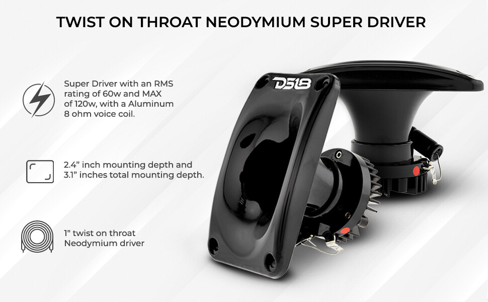 DS18 PRO-DKN25 1" Neodymium Driver with Aluminum Horn, 120W Max, 8 Ohms