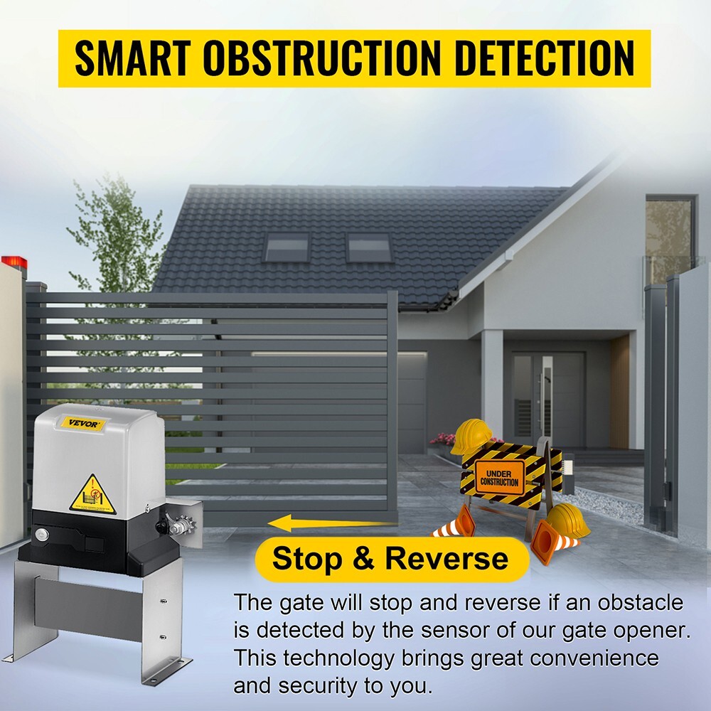 1400Lbs Sliding Gate Opener Electric Gate Operator Automatic Motor w/ 2 Remotes