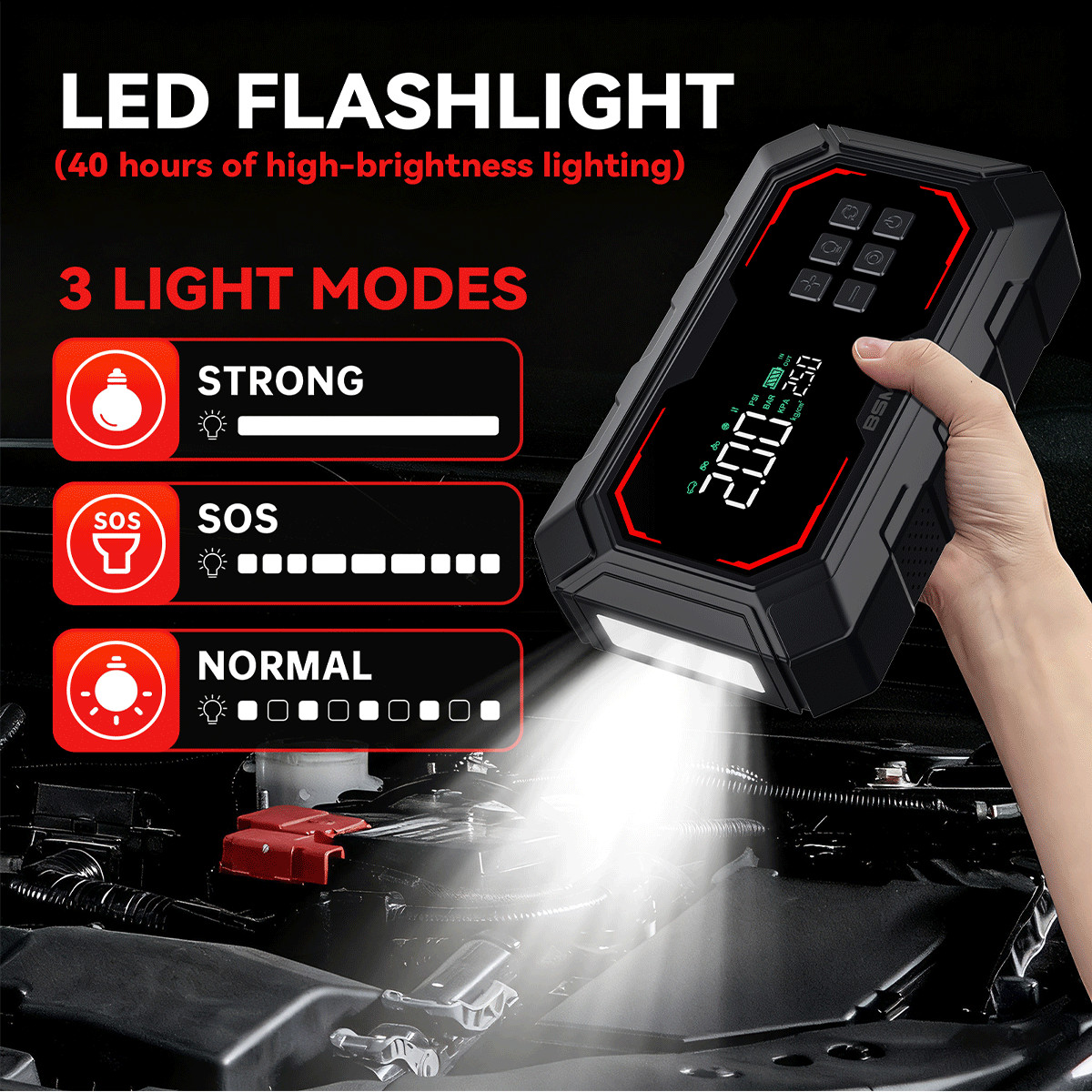 BSMOOM 8000A 12V Car Jump Starter Power Bank With Air Compressor Battery Booster