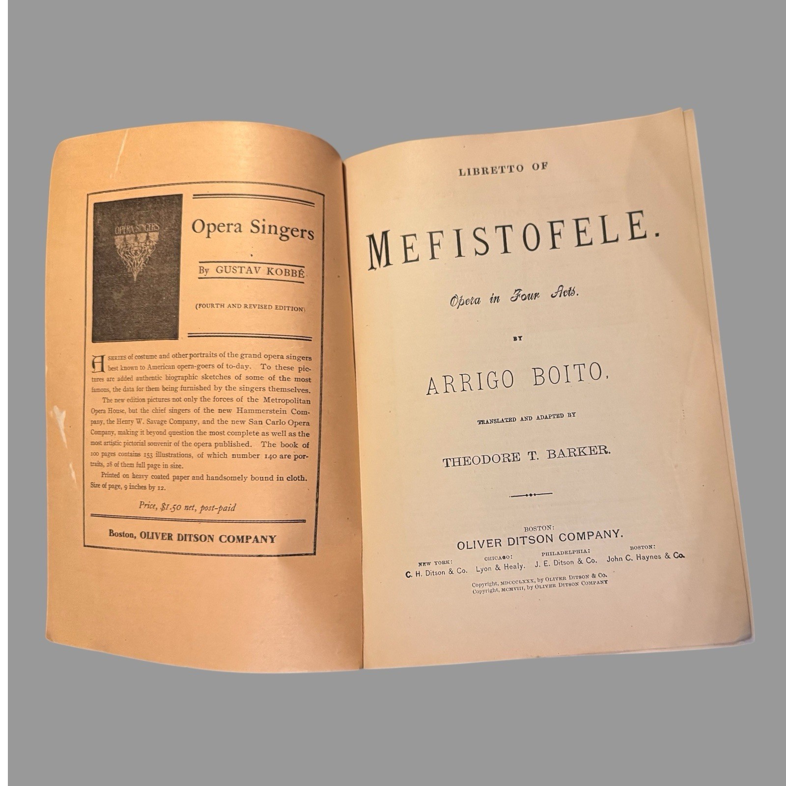 Boston Opera Advertising Playbill Program Libretto of Mefistofele by Boito