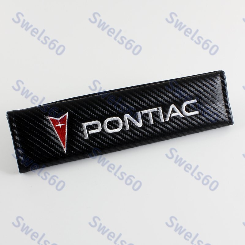 Black Carbon Fiber Look Embroidery For PONTIAC Seat Belt Cover Shoulder Pads X2