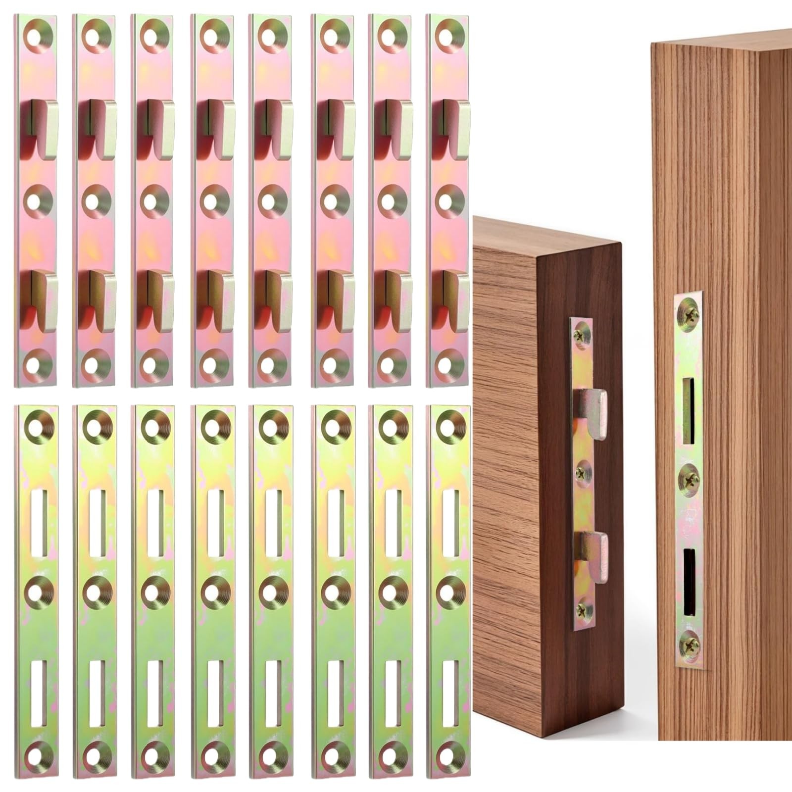 AojSup 8 Sets Metal Bed Rail Fasteners, 5 Inch Heavy Duty Gold