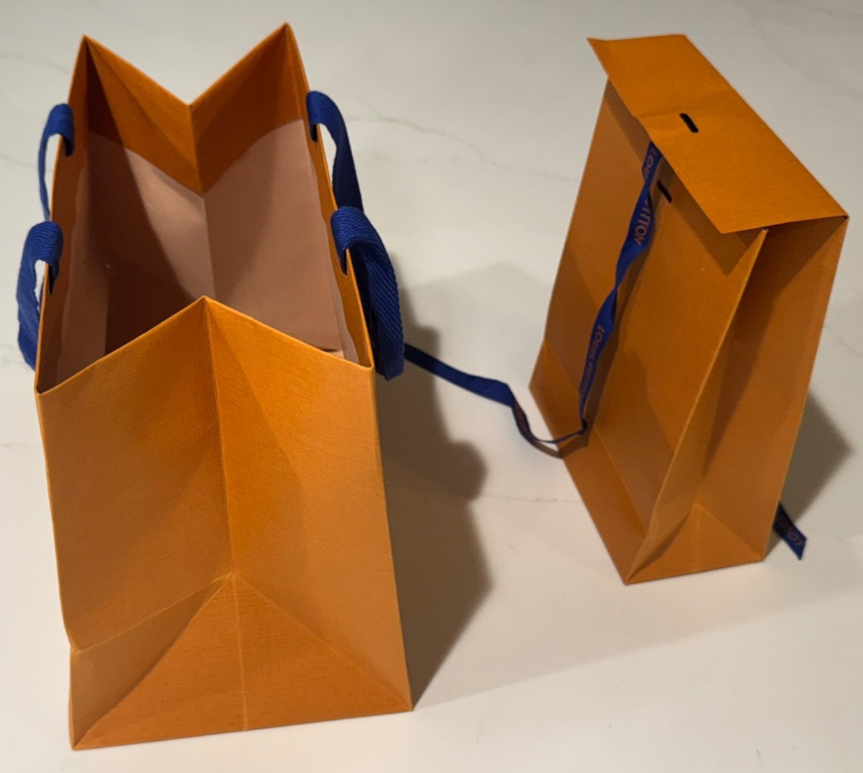 EMPTY LOUIS VUITTON PAPER GIFT BAGS 9.75"X8"X6" & 8.5"X6"X4" LOT OF 2