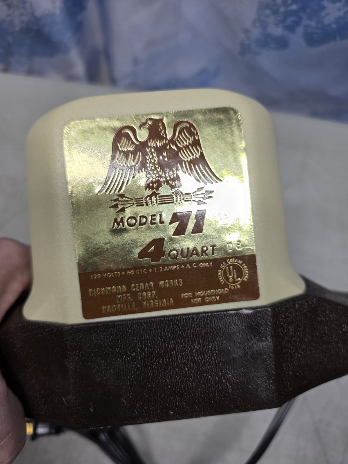 Richmond Cedar Works Model 71 4 Quart Ice Cream Maker Replacement Motor Only