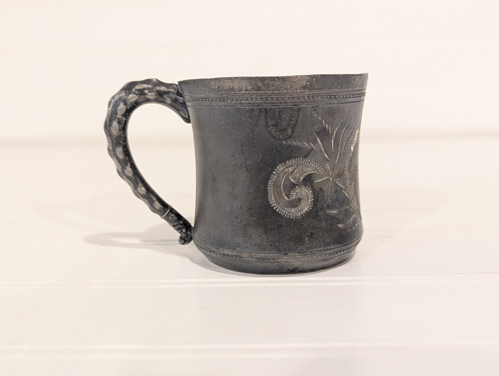 Antique E.G. Webster Silver Plate Baby Cup Tea Mug 1900s W Spiderweb Mark 93