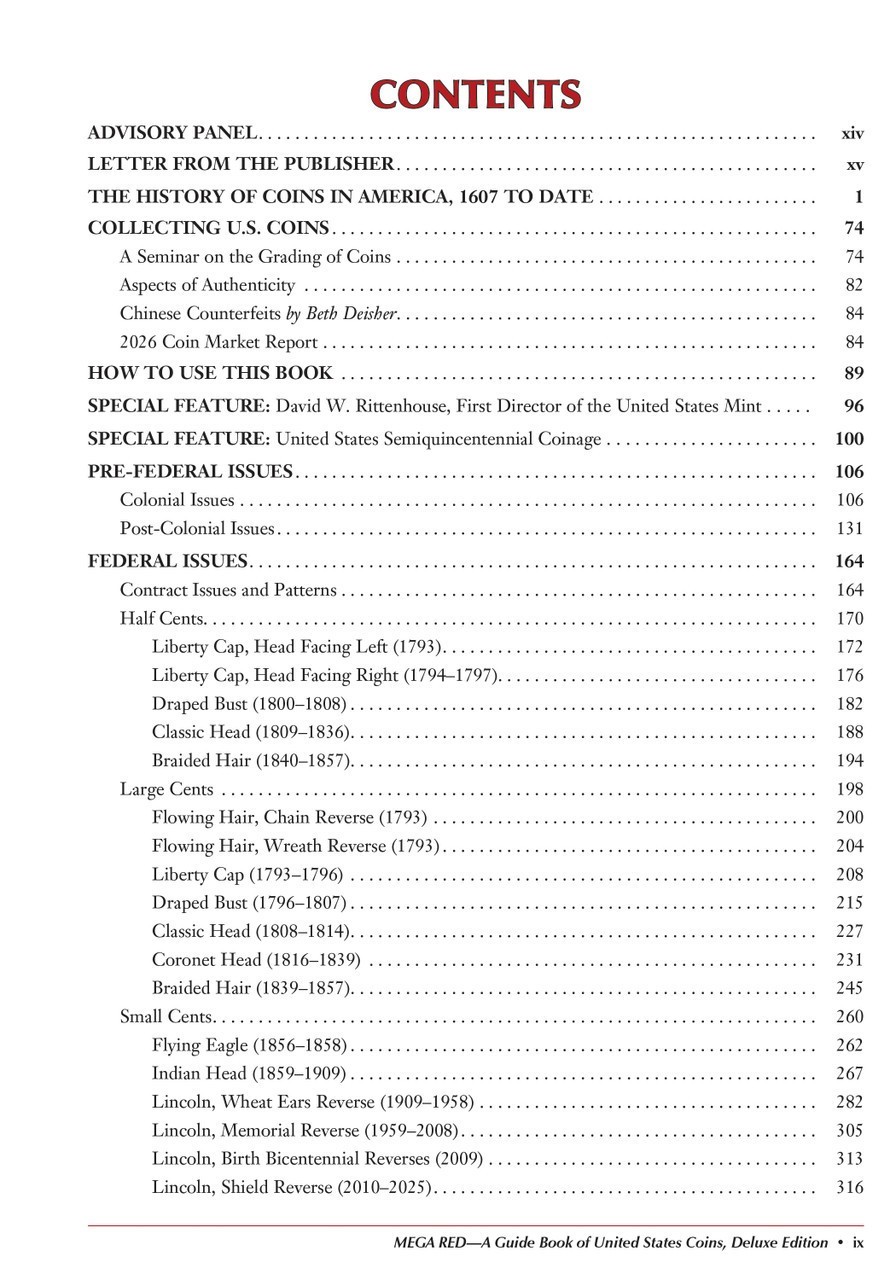 Mega Red Guide Book of U.S. Coins Deluxe 10th Edition Hardcover