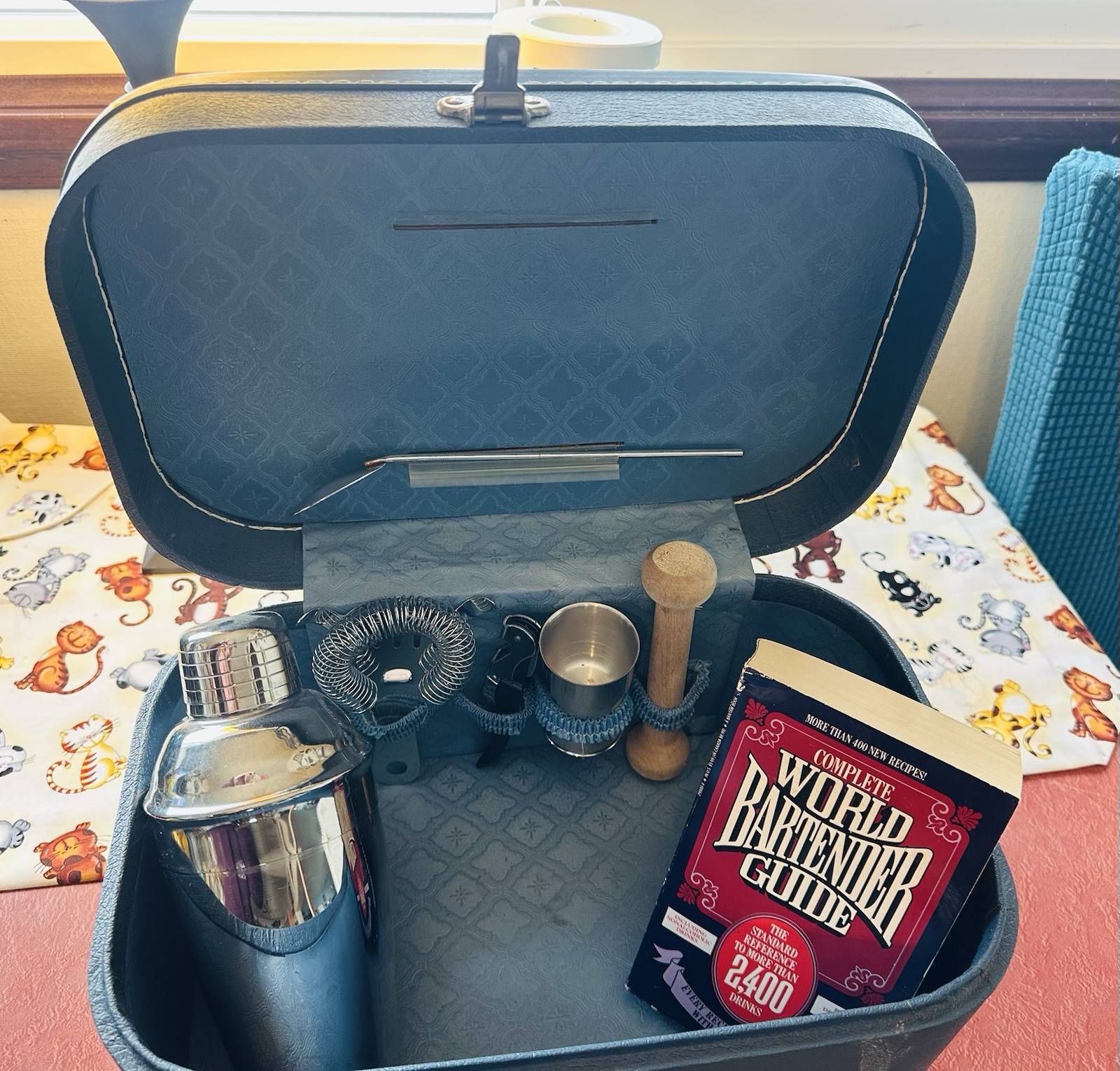 Vintage Bartender / Bartending Portable Cocktail Traveling Bar Kit With Case