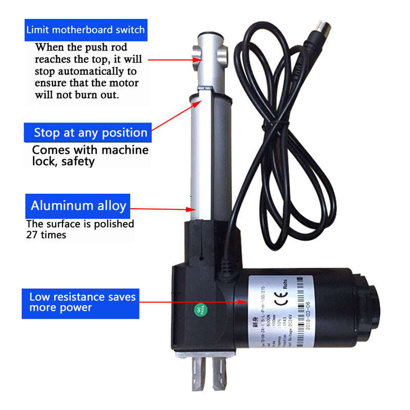 12V Linear Actuator 250N 2000N 6000N 20inch 32" 40" 48 inch 1000MM Heavy Duty