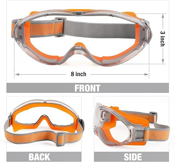 Safety Goggles Over Glasses Anti Fog Scratch Resistant Eye Protection Adjustable