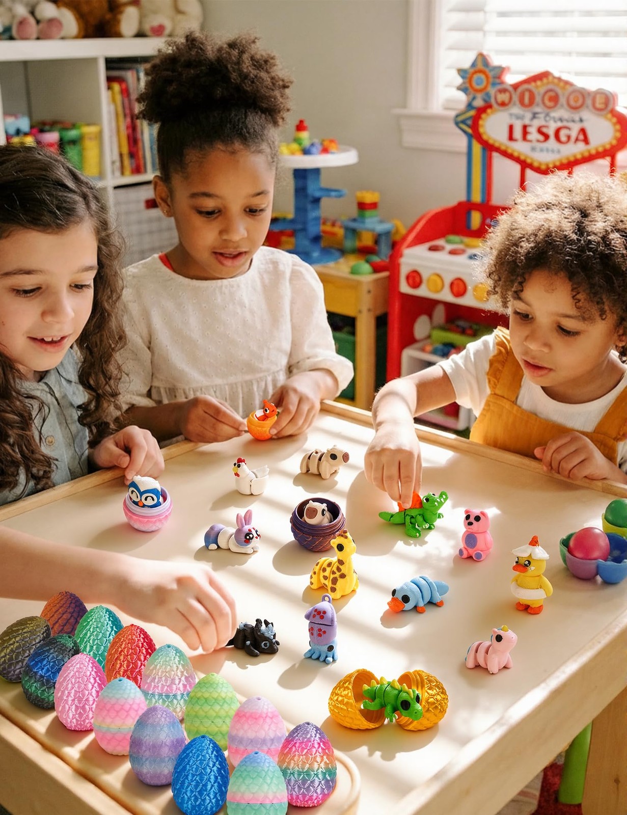 24Pcs Prefilled Easter Eggs Mini Vending Machine Easter Basket Stuffers Fille...