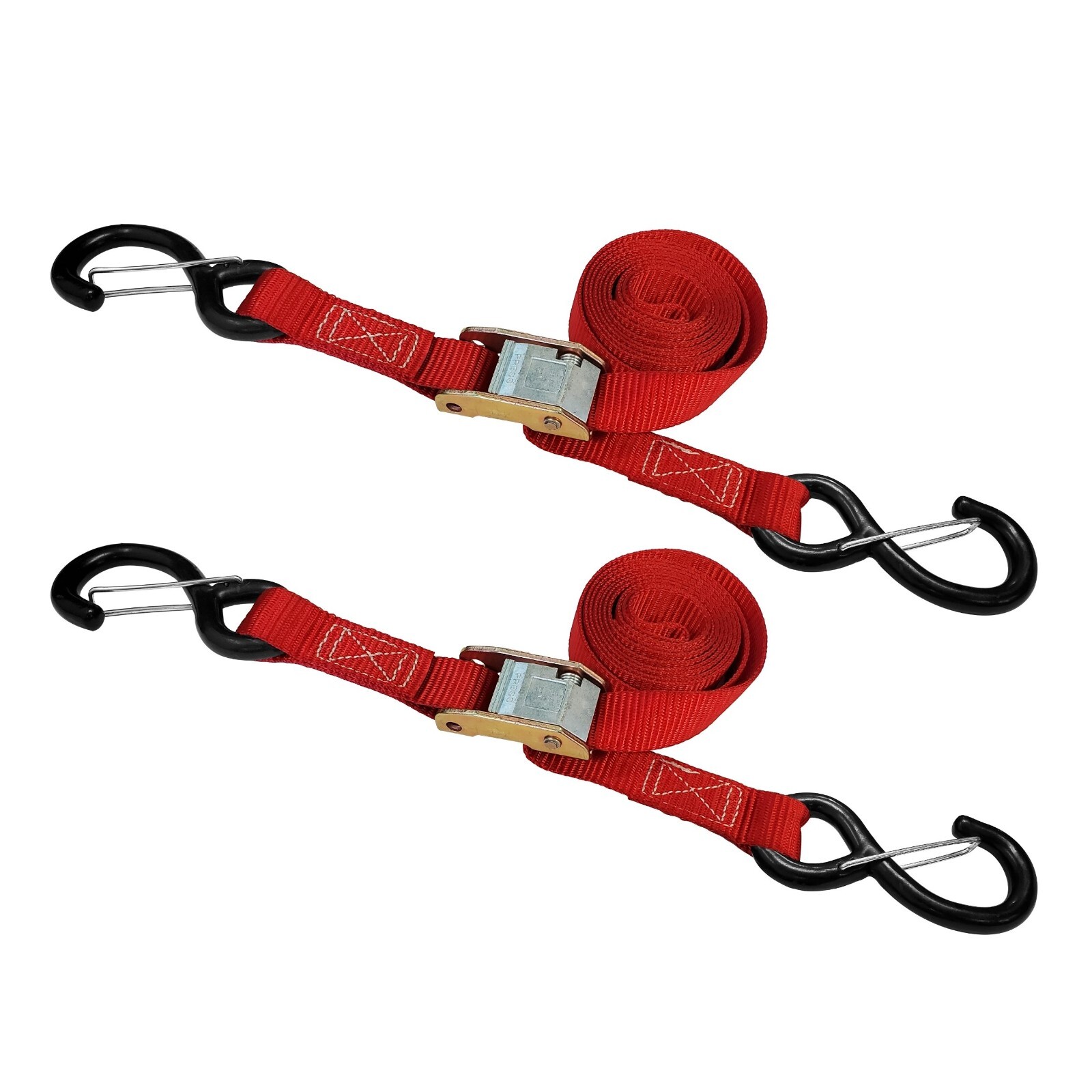 2 Pack 1" x 6' Cam Buckle Tie Down Strap w/ S Hook For Boat Motorcycle Bike