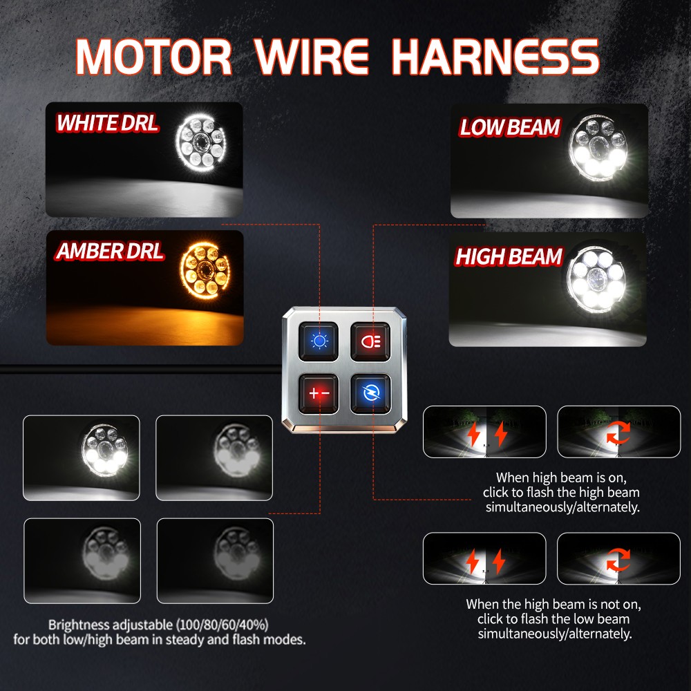 2x 4.5" LED Motorcycle Driving Lights White Amber DRL Fog Lamp Auxiliary Lights