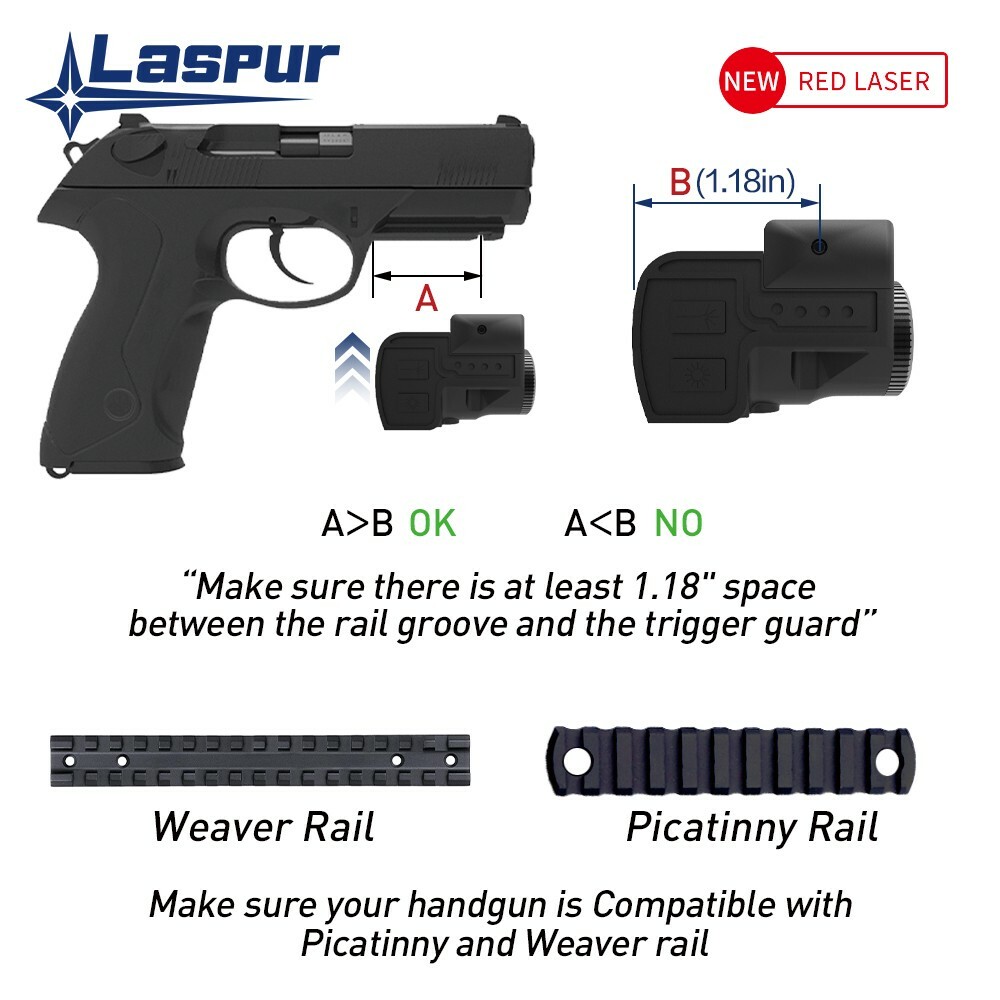 LASPUR Sub Compact Red Laser Sight Light Combo rechargeable battery