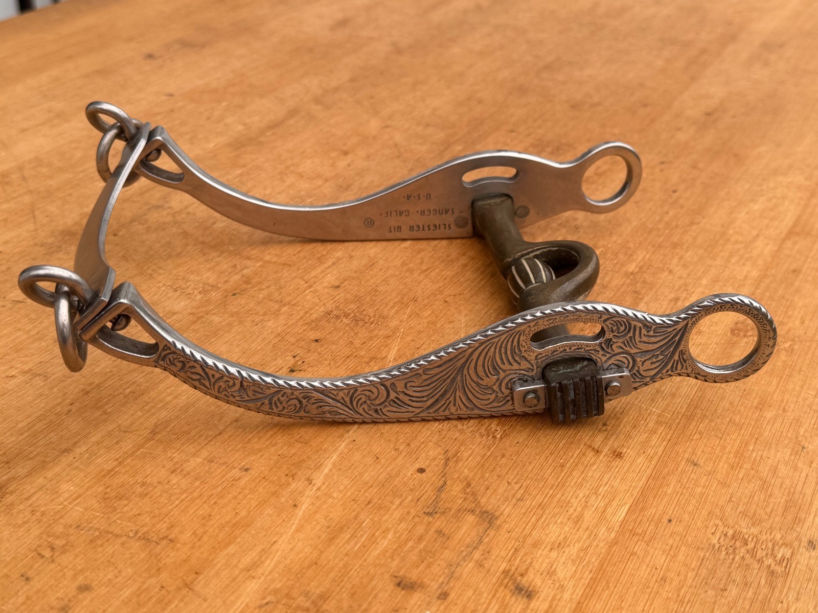 SLIESTER Engraved Surgical Steel Copper Hooded Western Cricket Bit ~ 4 1/2"