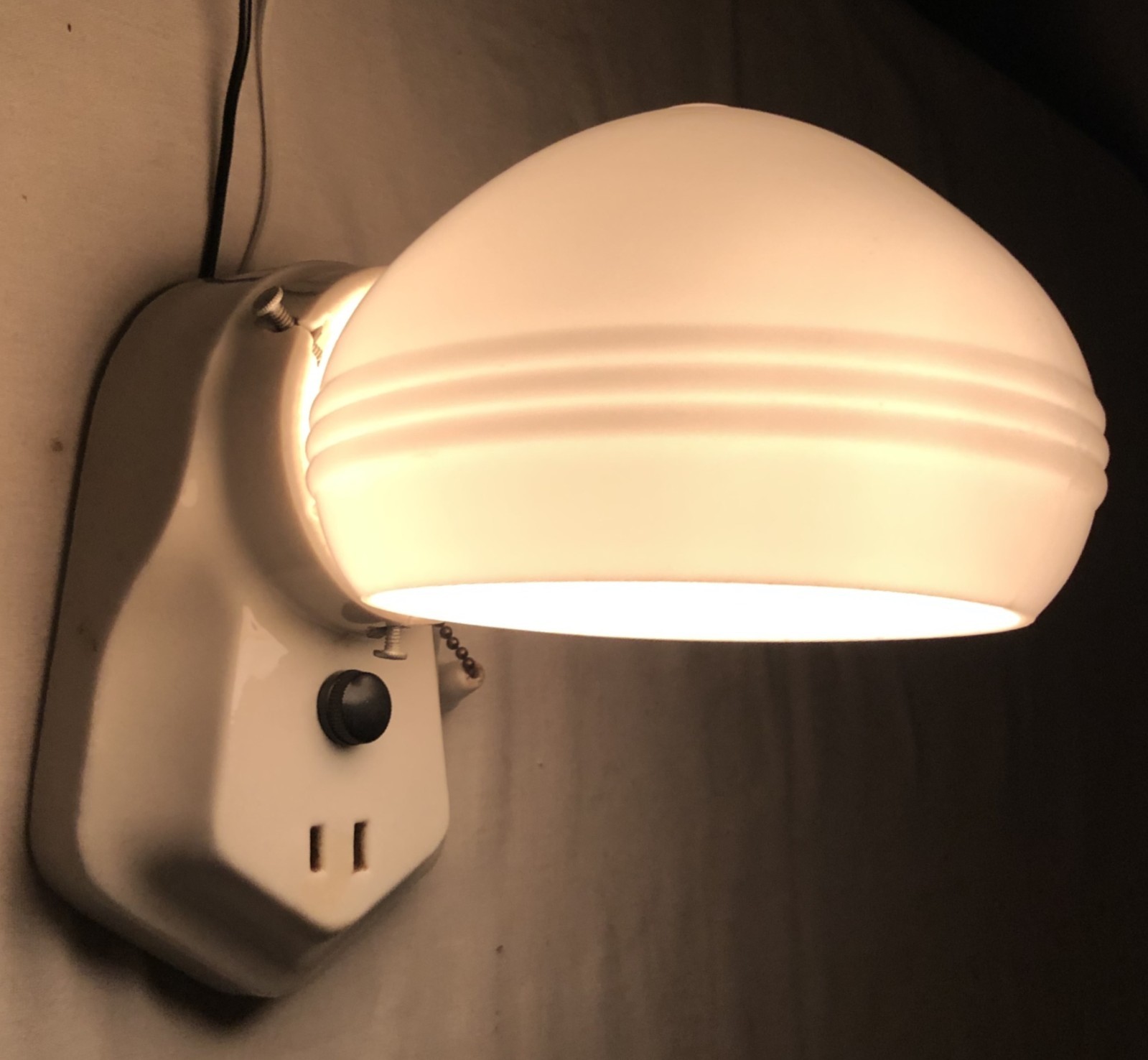 Antique Porcelain Wall Sconce Pair Vtg Light Fixture Ceramic Bath Art USA #J67