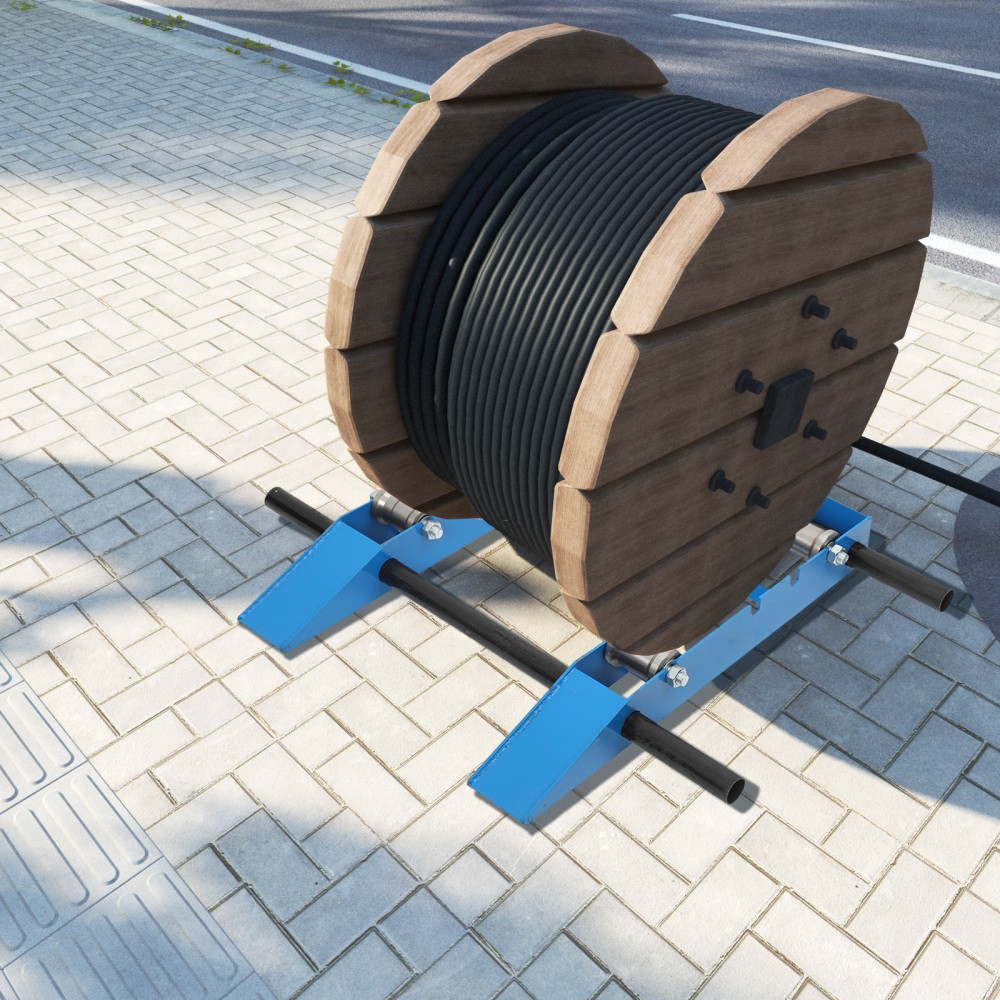 Portable Cable Drum Roller Reel Dispenser Stand for Industrial Wire Axle