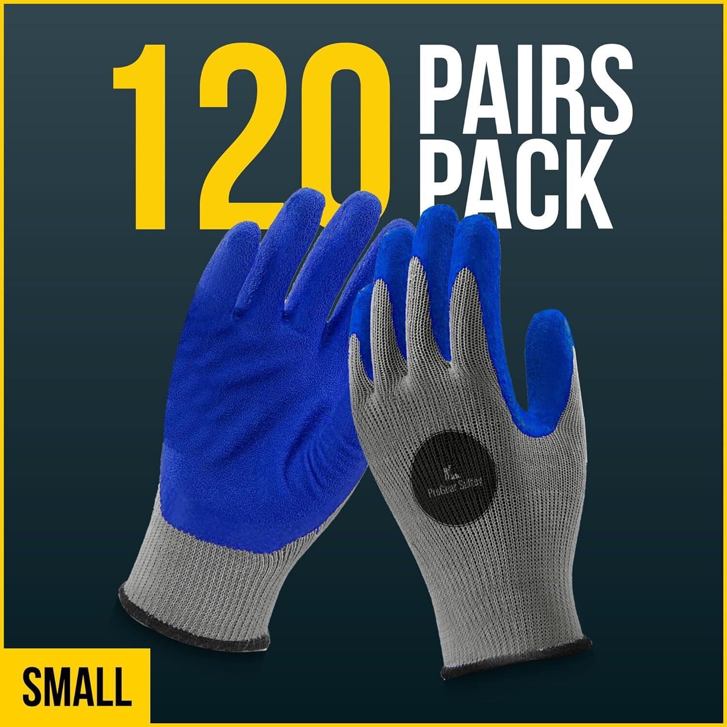 120 Pairs, Blue Latex Coated, Work Gloves, Textured Grip Gloves for Men/Women