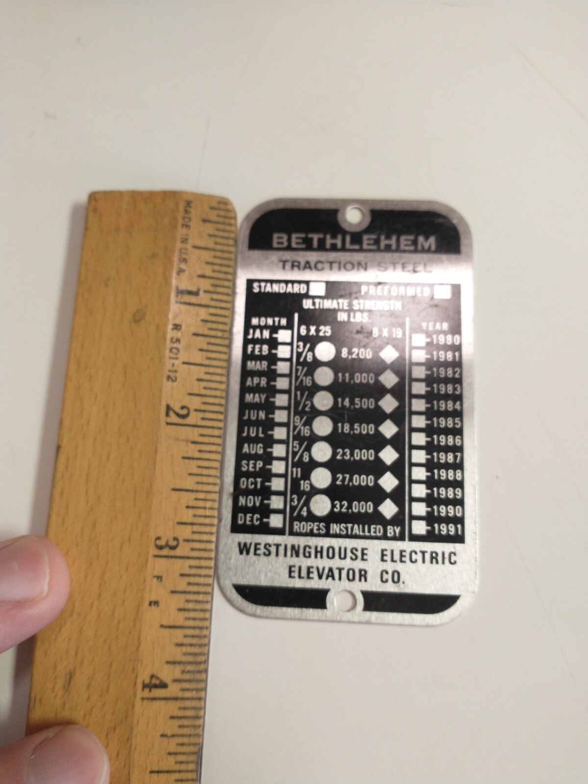 Vtg Bethlehem Steel Traction Steel Plate. Westinghouse Electric Elevator Corp