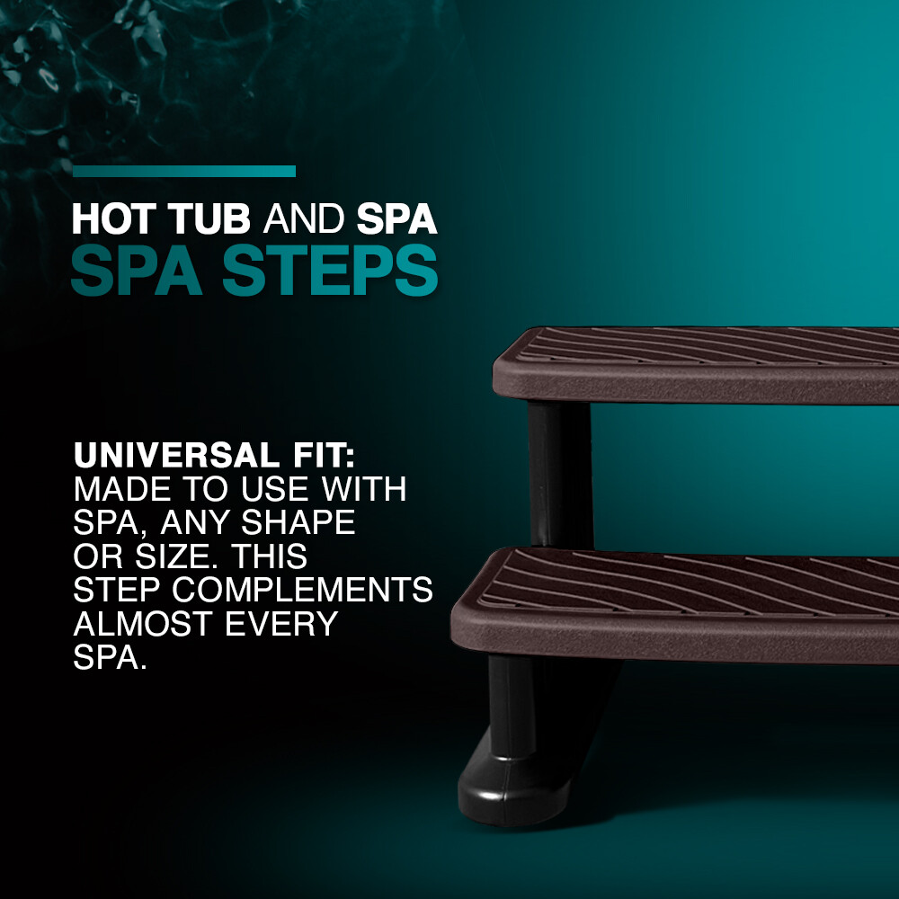 Puri Tech Universal Spa & Hot Tub Steps No Slip Grip Support Espresso with Black