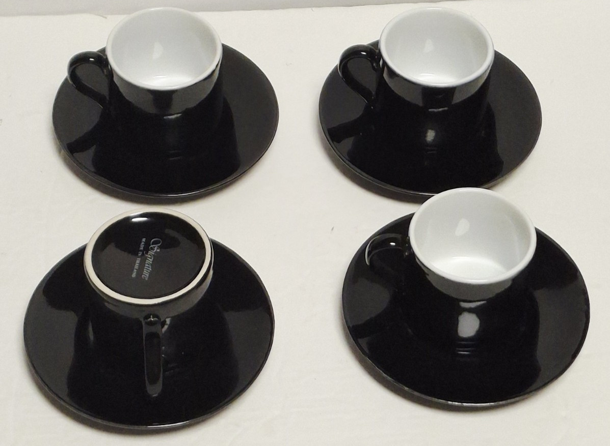 Signature black and white espresso cups and saucers set of 4