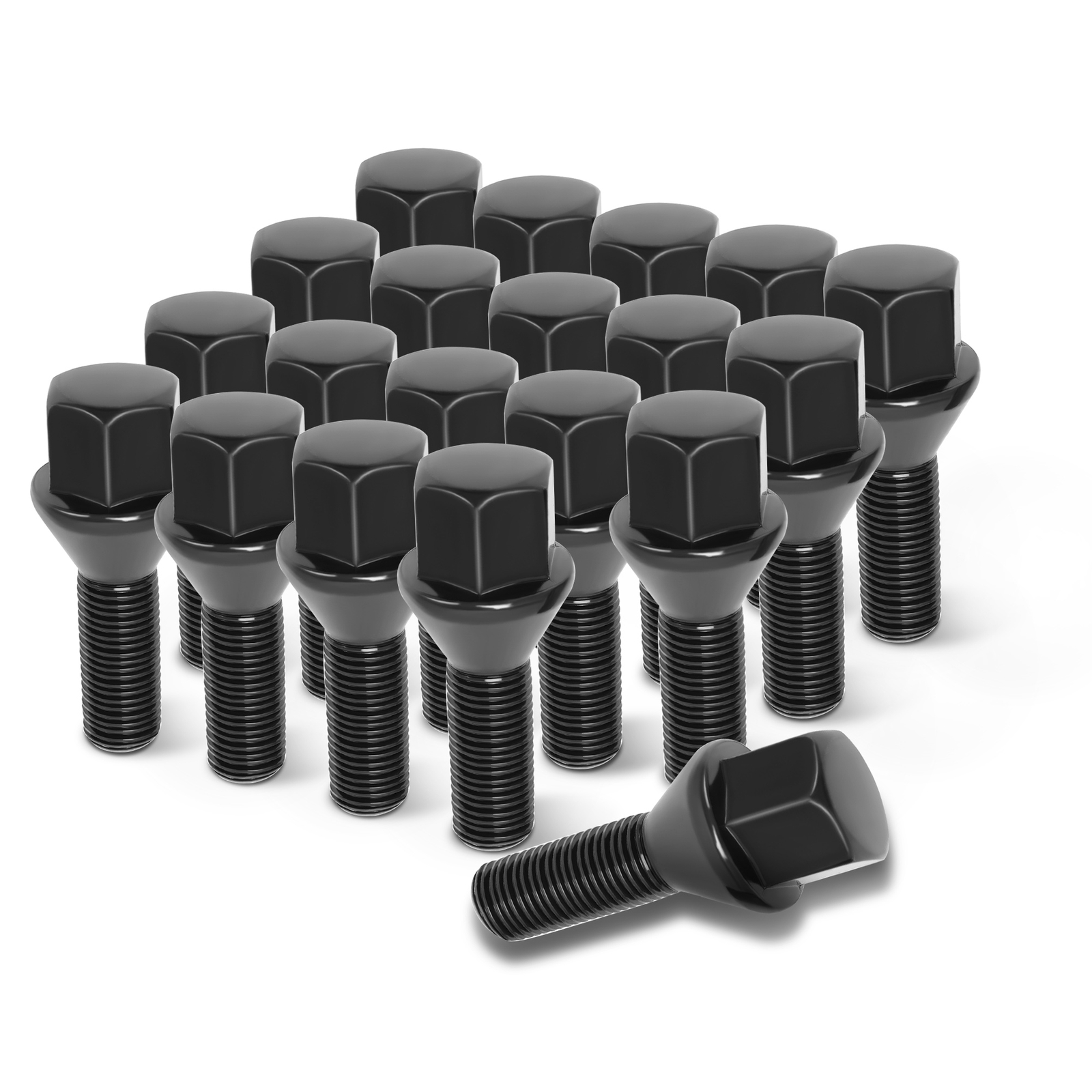 20 Pcs Black Wheel Lug Bolts For 2012-25 Dart Compass Renegade Cherokee Ram 700