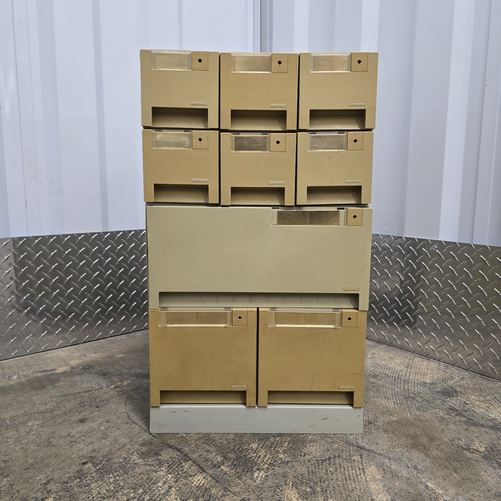 Exponent Vintage 9 Drawer Media Storage 3.5" & 5.25"  Floppy Disk 1988 Italy