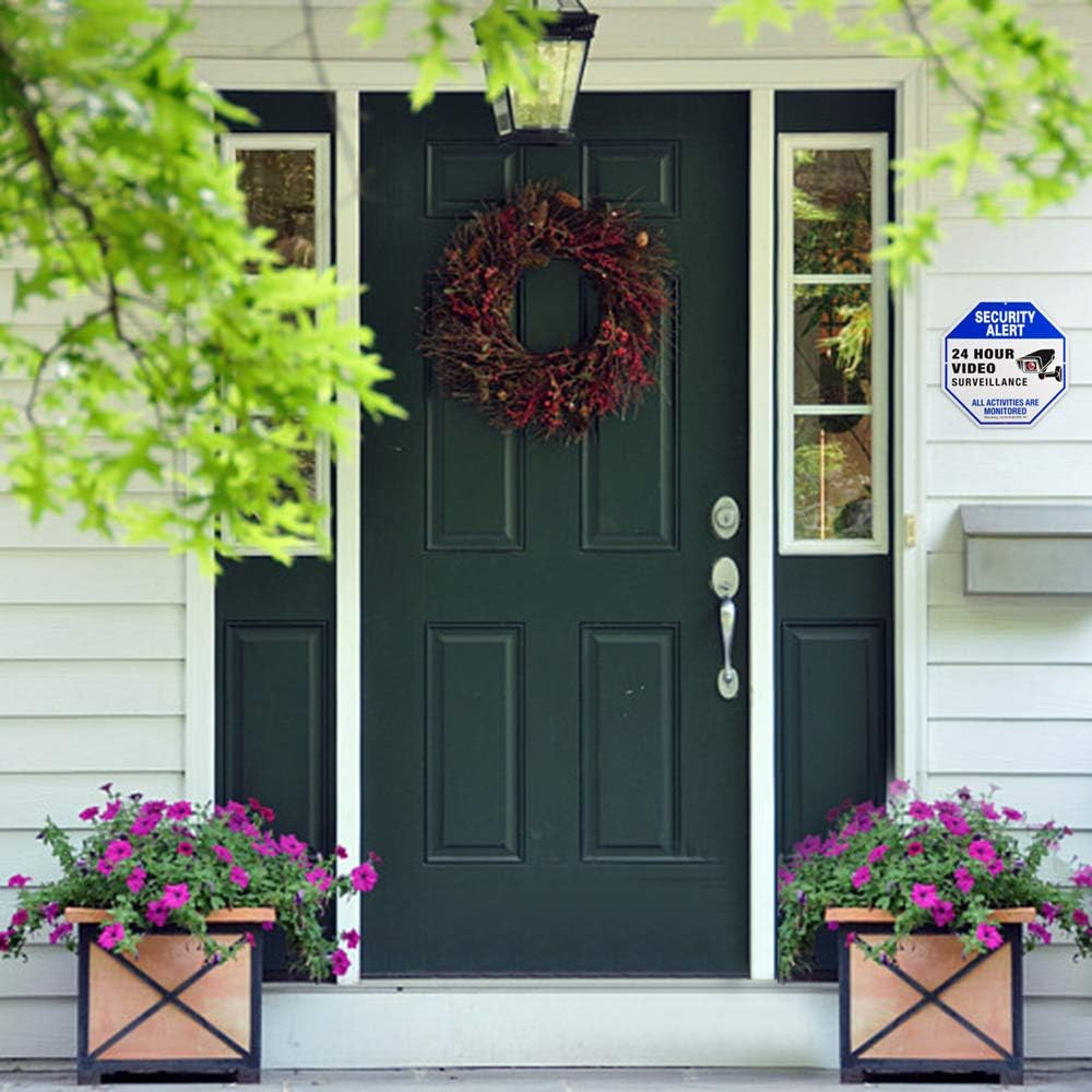 2-Pack Security Camera Sign, Video Surveillance Signs Outdoor, UV Printed 40 Mil