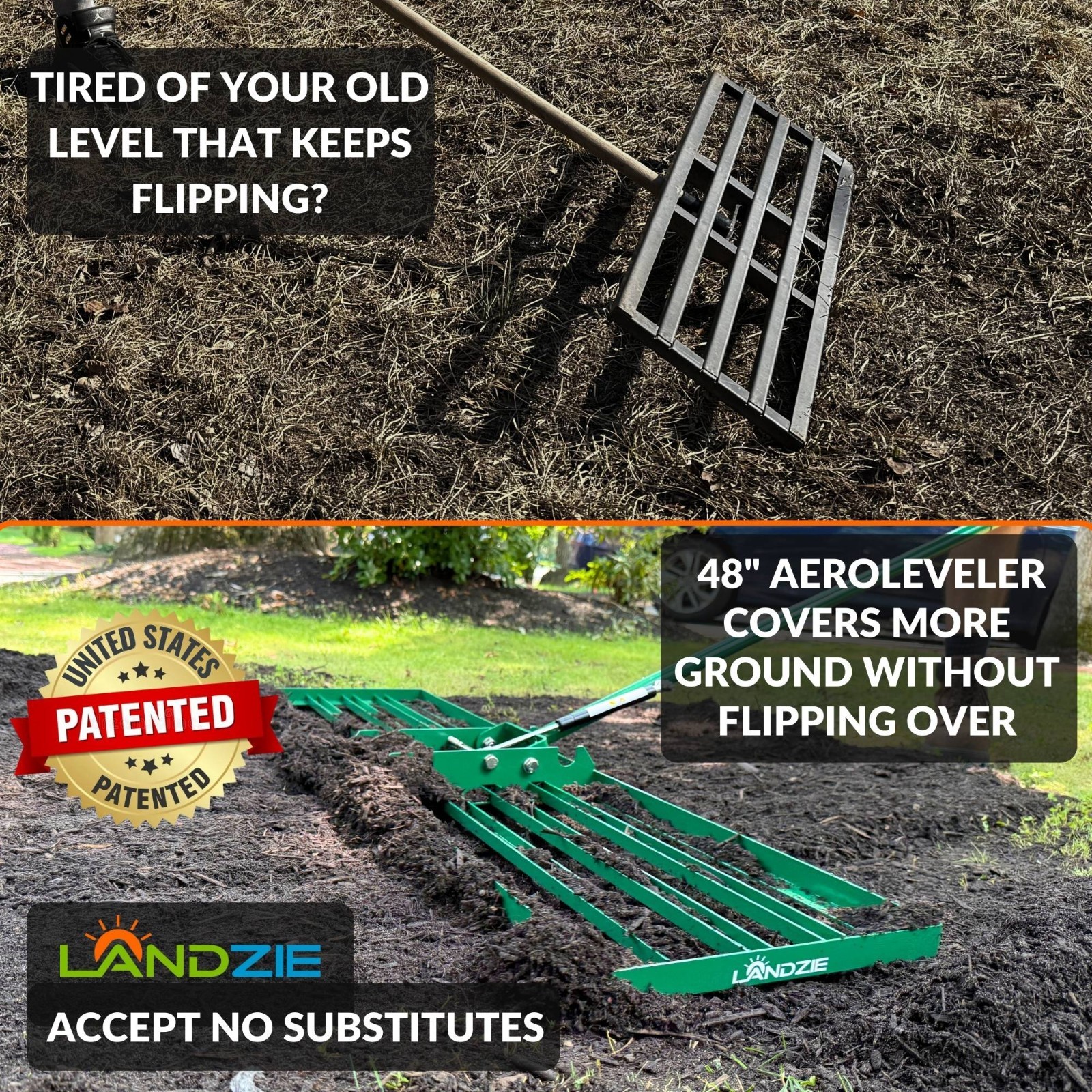 Landzie AeroLeveler - (Pneumatic 48" Leveling rake)