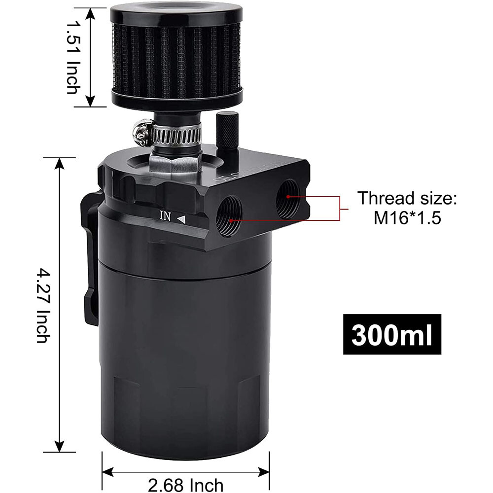 Universal Aluminum Oil Catch Can Kit Reservoir Baffled Tank with Breather Filter