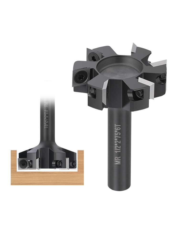 CNC Spoilboard Surfacing Router Bit 1/2" Shank 6-Wings Planing Bit for Wood