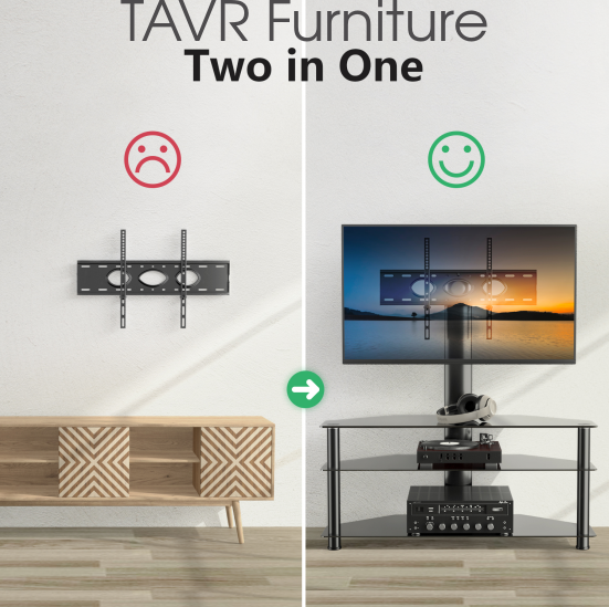 TAVR TV Stand With Swivel Mount Fits 32-65 inch TV Entertainment Center
