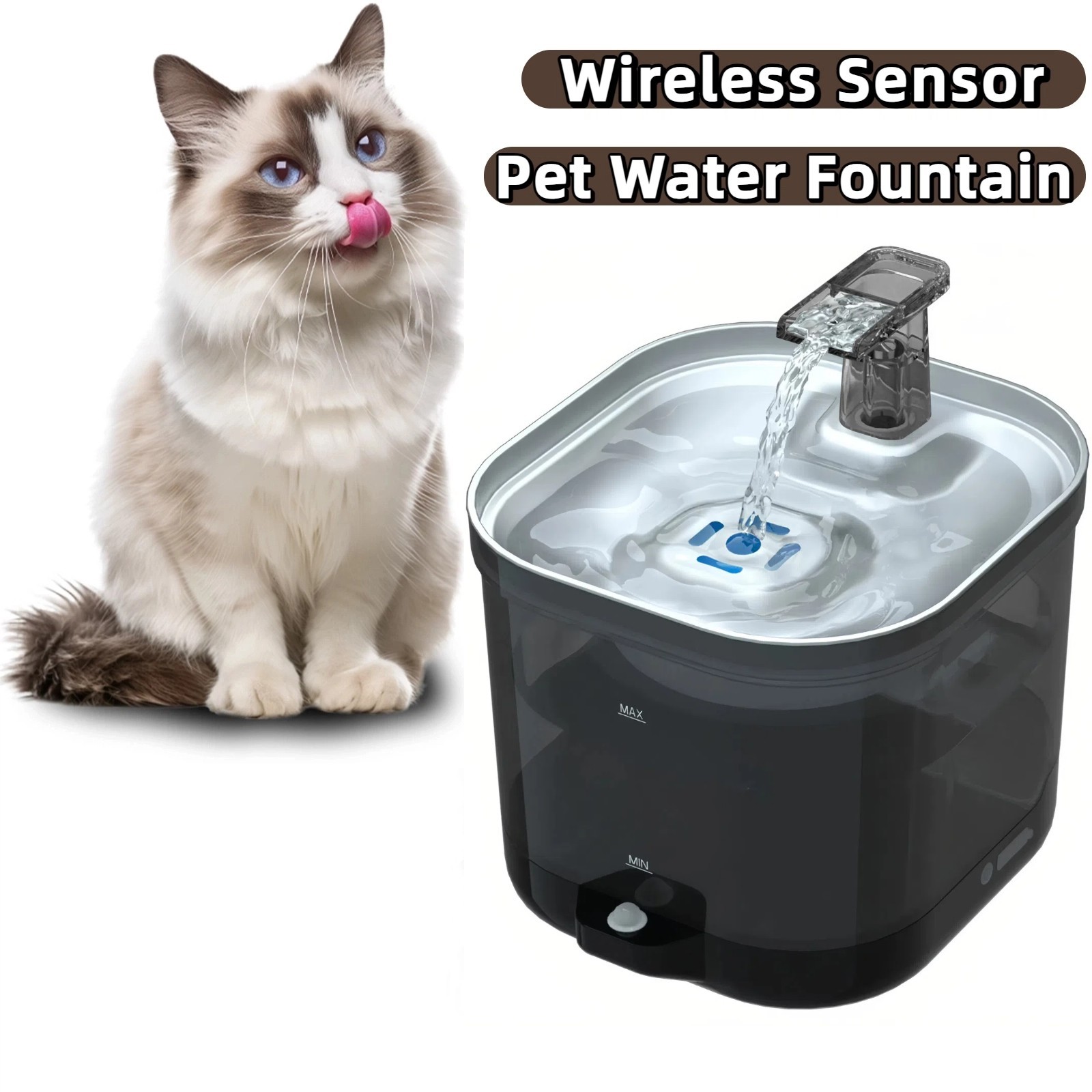 Cat Water Fountain: Stainless Steel Cat Fountain for Drinking - Cordless