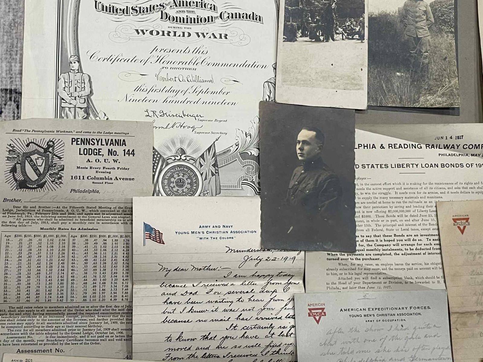 WW1 WWI US Army Military Solider GI Grouping 16th Infantry Division AEF WOUNDED