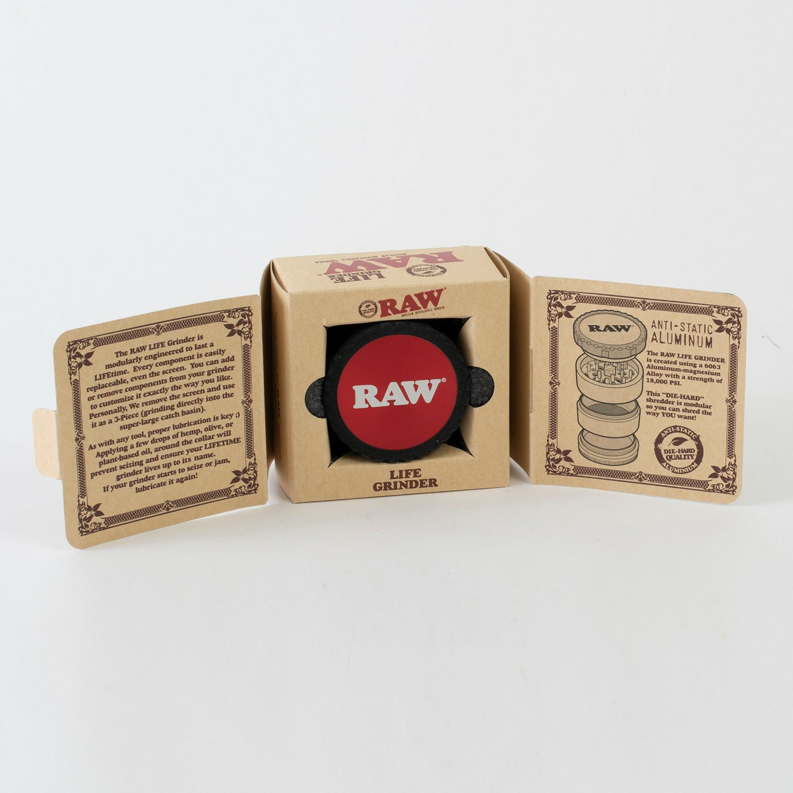 RAW Life 4-Piece Herb Grinder Version 3 V3 - Red