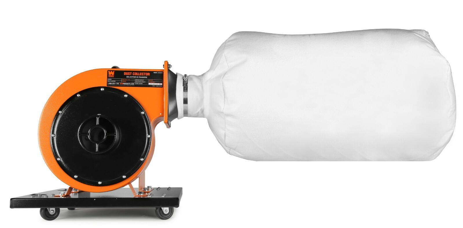 7.4A Rolling Dust Collector w/ Induction Motor,15-Gallon Bag/Optional Wall Mount