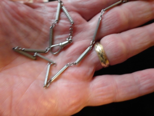 Art Deco Numium Cable Bar Link Pocket Watch Chain 12in Unique