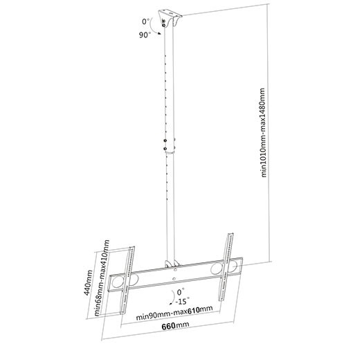 HEAVY DUTY FLAT SLANTED VAULTED CEILING TV MOUNT BRACKET 42 46 47 50 55 60 70 75