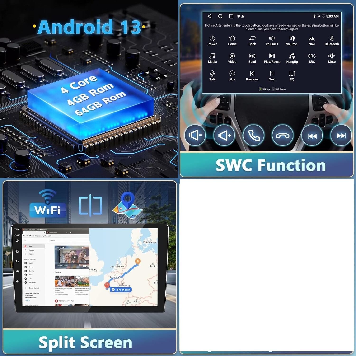 4+64G Car Radio 10.1" For 2002-2005 Dodge Ram 1500 2500 Carplay Android14 GPS