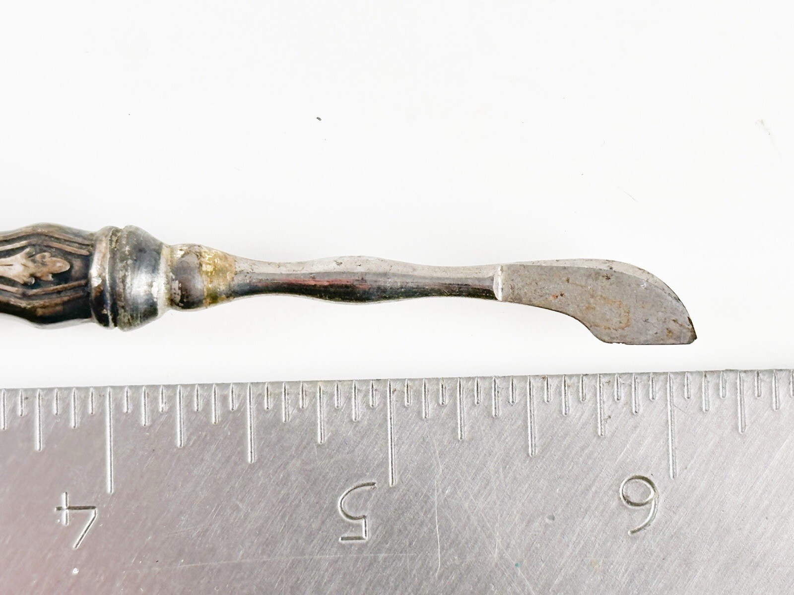 Antique Victorian Fleam Ink Eraser Scratcher Silverplate Handle Blood Letting 6”