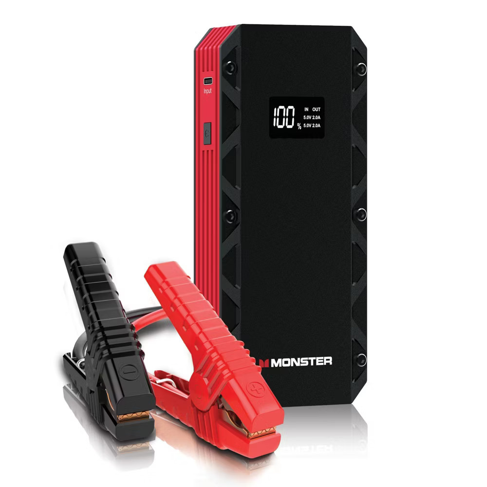 Monster 8000mAh Jump Starter Power Bank Dual USB SOS LED Light