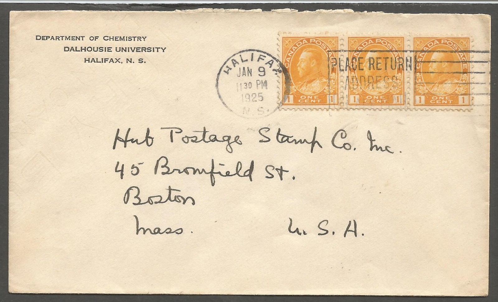 1925 Dalhousie University Dept of Chemistry 3x1c Admirals Slogan Halifax NS