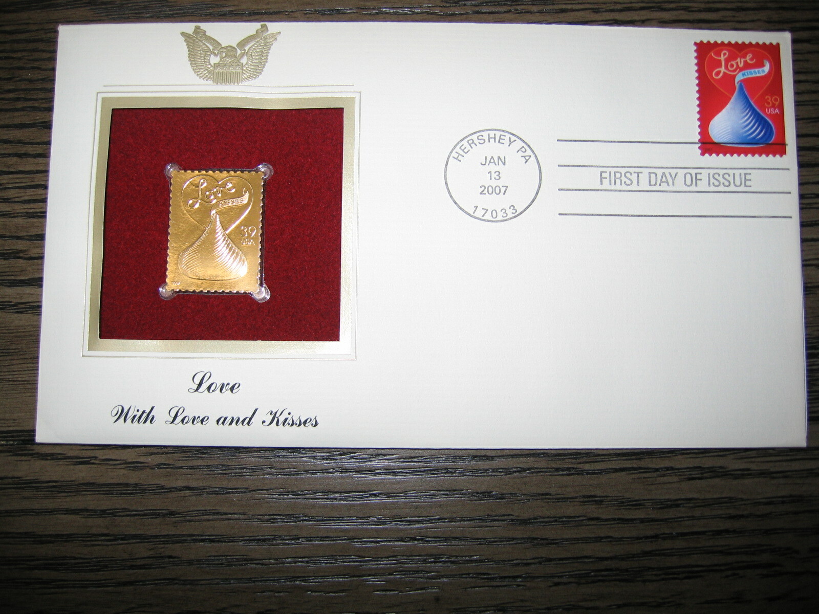 2007 With Love and Kisses Replica FDC Gold Golden Cover Stamp